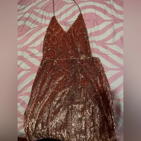 Fashion Nova | Dresses | Fashion Nova Sequin Short Backless Pink Dress |  Poshmark